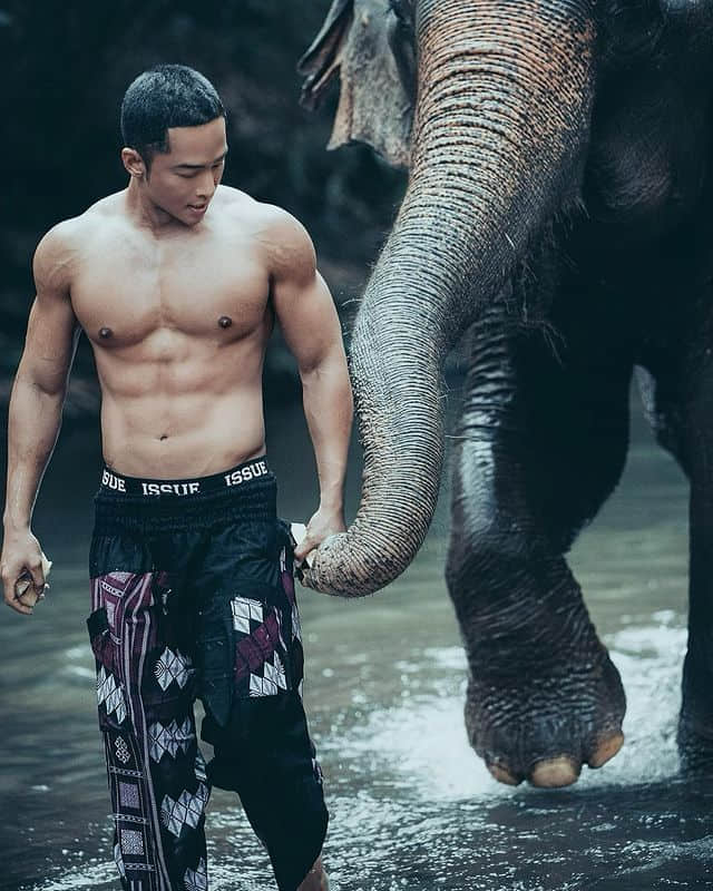 周一品肌肉|海滩热裤伸出长长大象鼻,肌肉大写性感让你全身湿透:SUN-NICEGAY