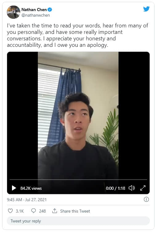 运动不分性别!花式滑冰选手 Nathan Chen 为恐同言论道歉-NICEGAY