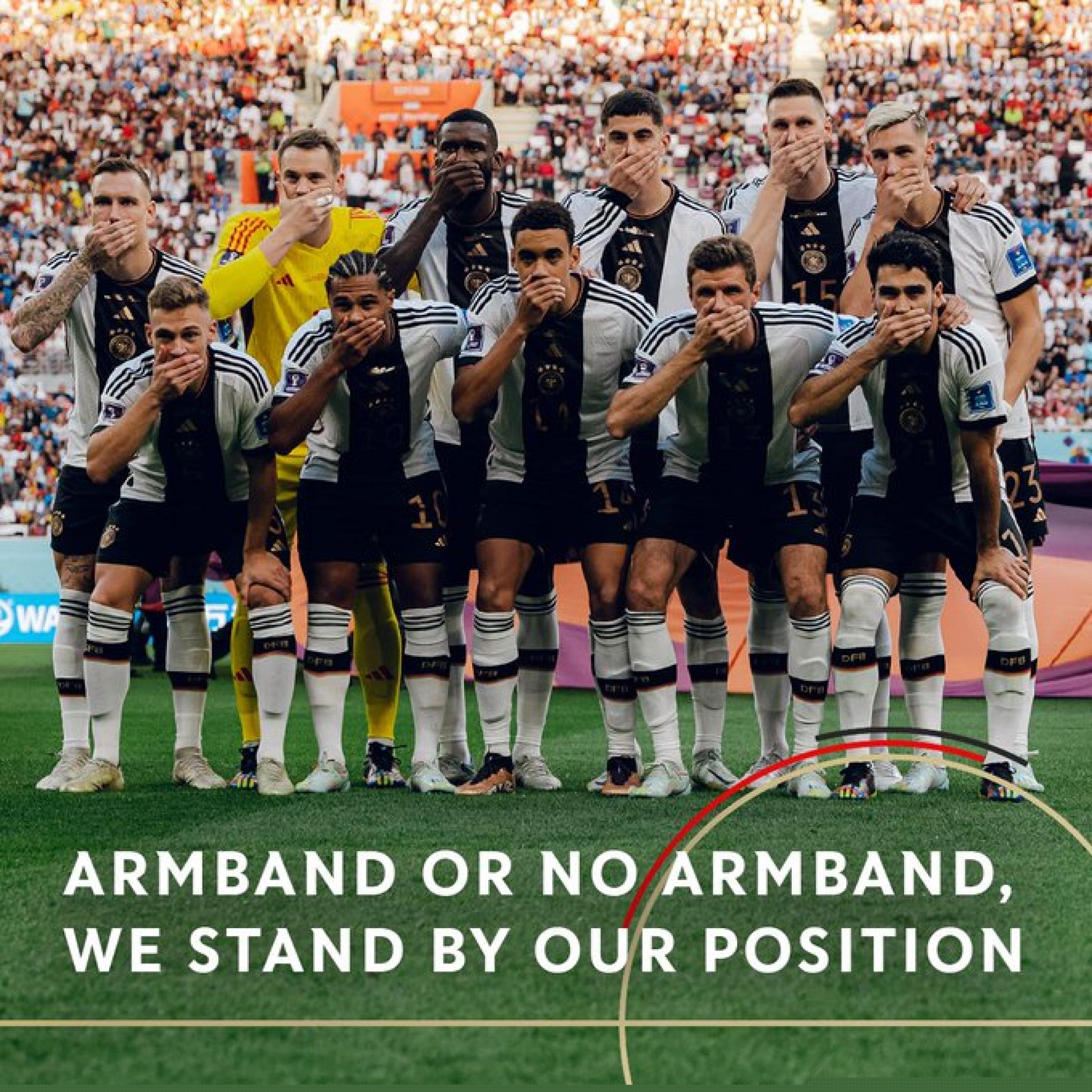 德國世足代表隊挺同 抗議 FIFA 禁止穿戴支持彩虹的「OneLove」臂章-NICEGAY