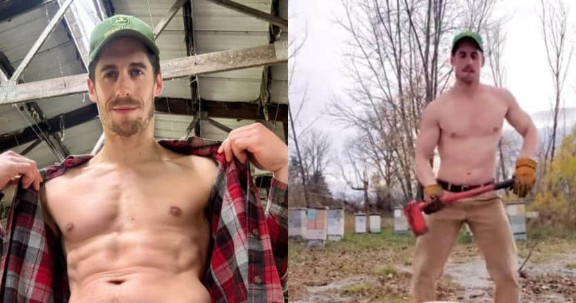 推特網黃出奇招吸睛 挺著肉棍伐木還能擠出男汁!?-NICEGAY